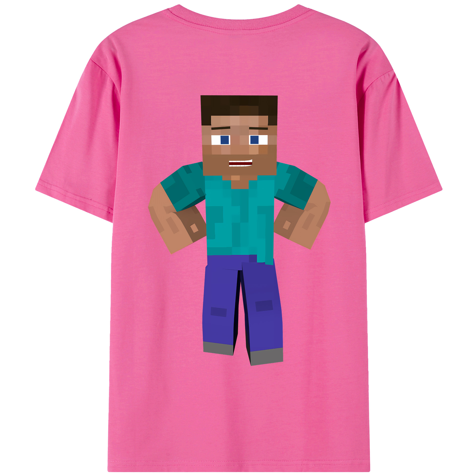 （画像用） マインクラフト ブロックの世界 Minecraft MC Block world レディース半袖Tシャツ(バックプリント)